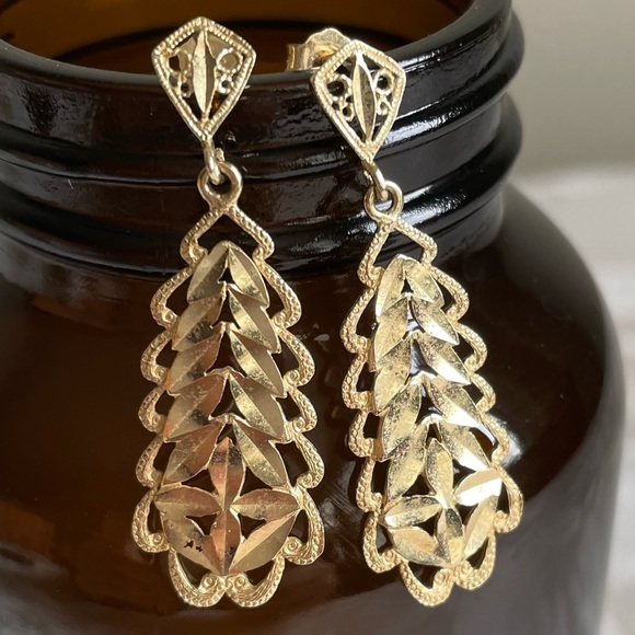 ‼️SALE‼️3g 14k Solid Gold Filigree Earrings - Picture 1 of 8